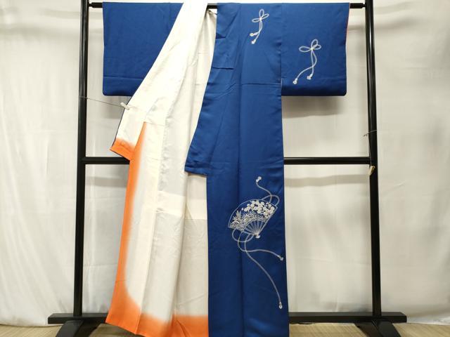 平和屋着物■訪問着 刺繍 扇面結び紐花文 銀糸 正絹 逸品 CABK4107ev