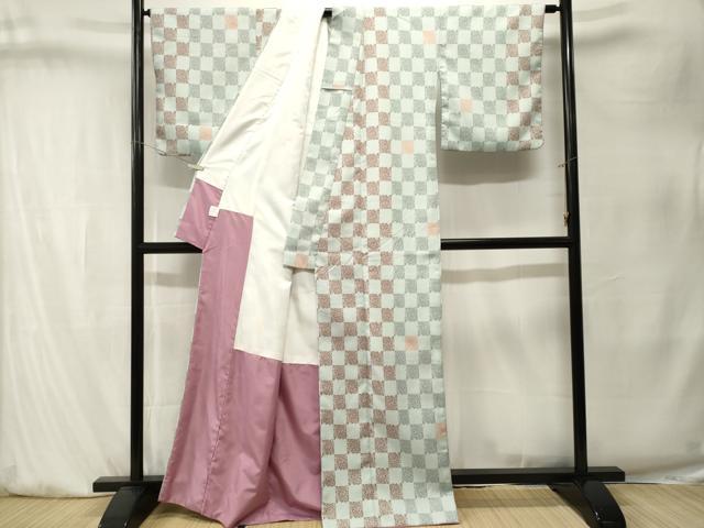 平和屋着物■小紋 市松花唐草間道 洗える着物 CABK4109ev