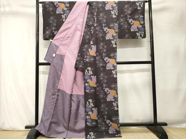 平和屋着物■小紋 麻の葉花文 洗える着物 CABK4114ev