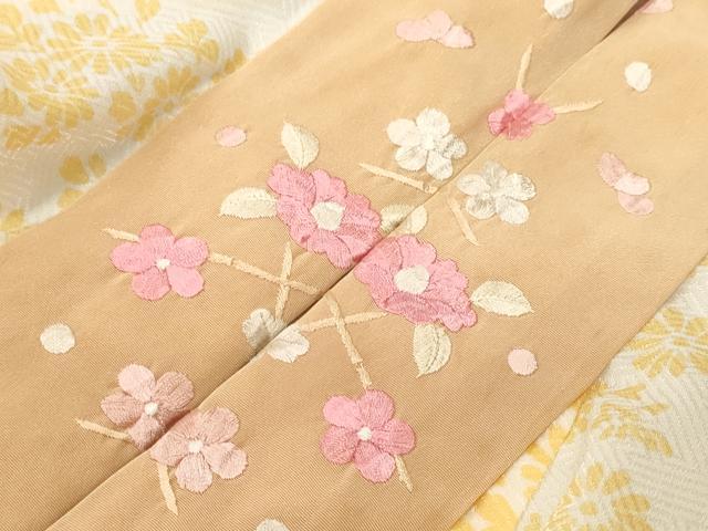 平和屋着物■長襦袢 無双仕立て 枝花文 半衿刺繍 洗える着物 CABK4119ev