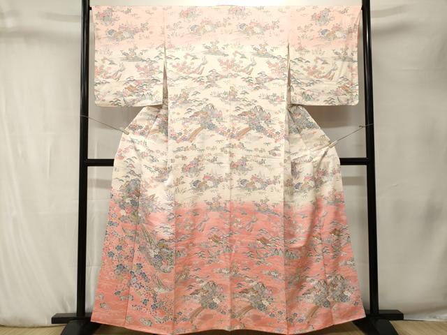 平和屋着物■訪問着 渡り橋御所解文 暈し染め 正絹 逸品 CABK4140ev