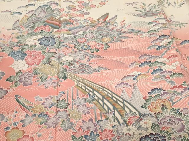 平和屋着物■訪問着 渡り橋御所解文 暈し染め 正絹 逸品 CABK4140ev
