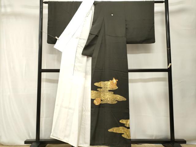 平和屋着物■豪華黒留袖 駒刺繍 エ霞花文 金彩 正絹 逸品 CABK4155ev