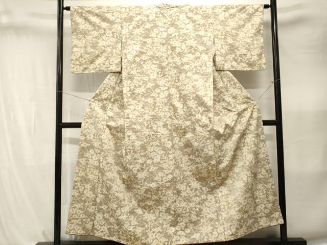 平和屋着物■上質な紬 枝花文 正絹 逸品 CABK4173ev
