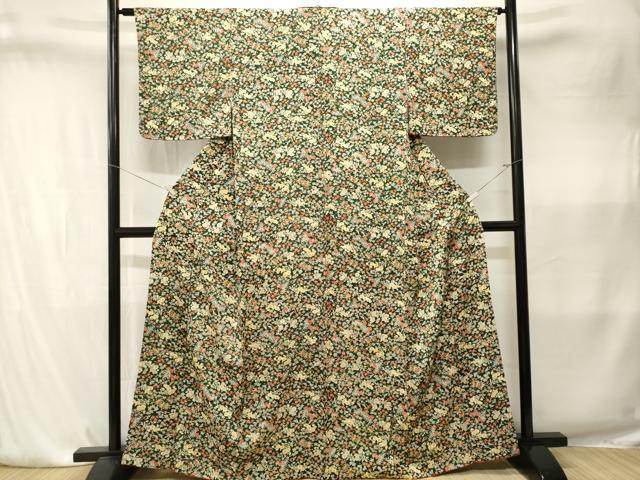 平和屋着物■上質な小紋 花鳥蝶文 金彩 正絹 逸品 CABK4174ev