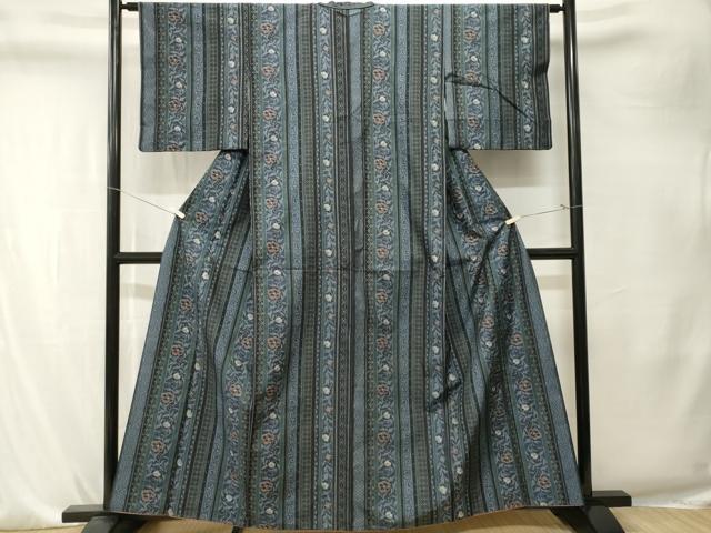 平和屋着物■本場大島紬 草花間道 正絹 逸品 CABK4211ev