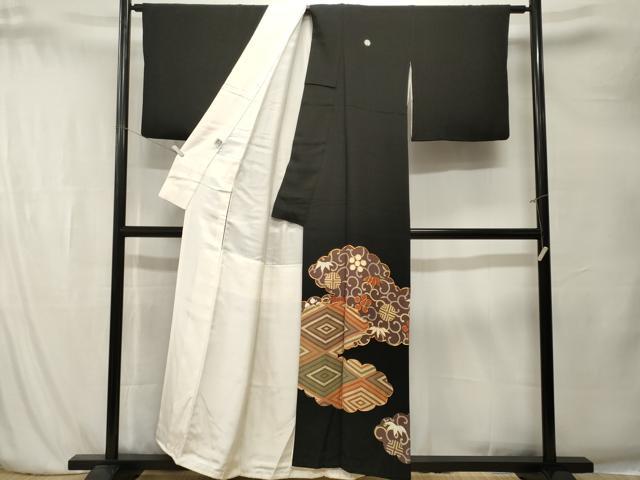 平和屋着物■豪華黒留袖 駒刺繍 雲取り吉祥花唐草文 正絹 逸品 CABK4218ev