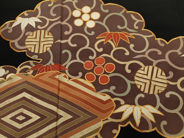 平和屋着物■豪華黒留袖 駒刺繍 雲取り吉祥花唐草文 正絹 逸品 CABK4218ev