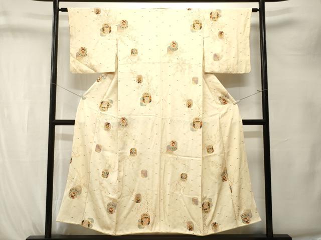 平和屋着物■上質な小紋 貝桶枝花文 正絹 逸品 CABK4229ev