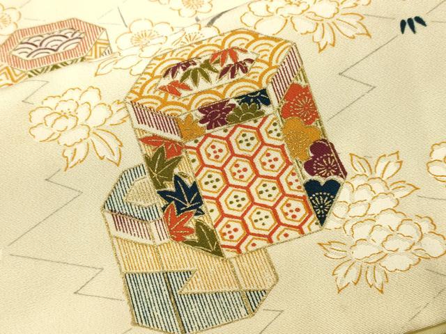 平和屋着物■上質な小紋 貝桶枝花文 正絹 逸品 CABK4229ev