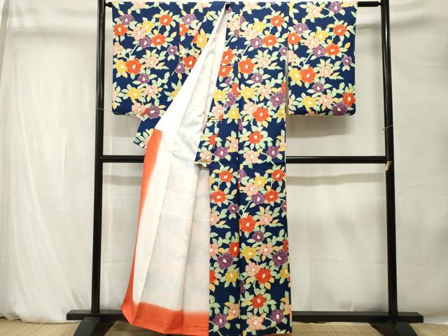 平和屋着物■小紋 草花文 洗える着物 CABK4248ev