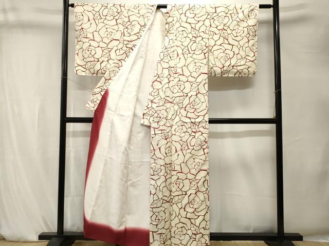 平和屋着物■小紋 型染め 薔薇 洗える着物 CABK4252ev