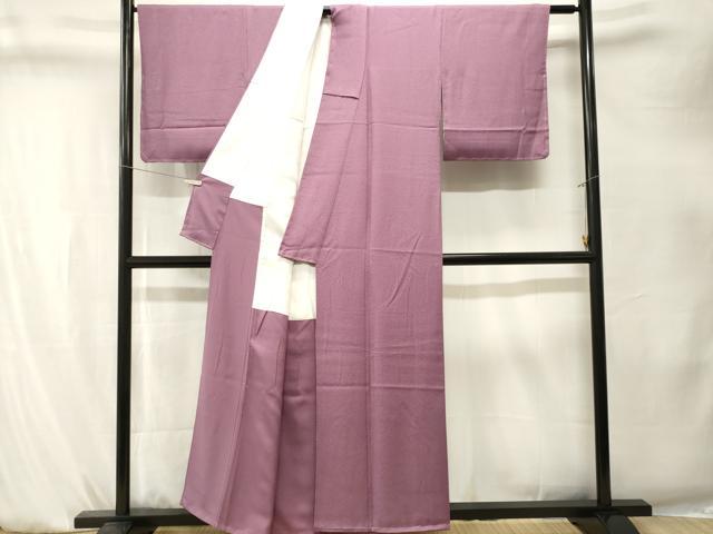 平和屋着物■上質な色無地 霞地紋 二藍色 正絹 逸品 CABK4253ev