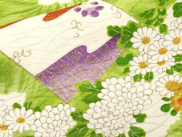 平和屋着物■上質な小紋 破れ色紙草花文 金彩 正絹 逸品 CABK4266ev