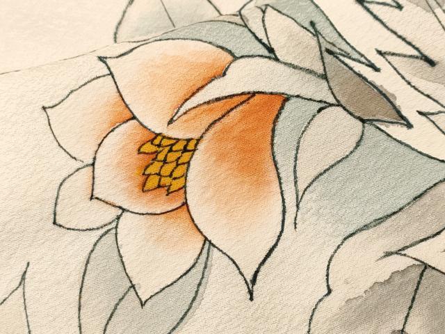 平和屋着物■訪問着 手描き 草花文 暈し染め 正絹 逸品 CABK4269ev