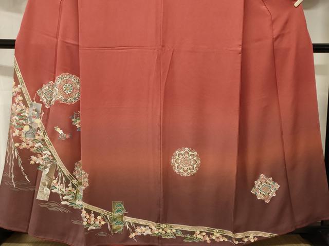 平和屋着物■訪問着 色紙更紗花文 シロサギ 正倉院花文 暈し染め 金彩 正絹 逸品 CABK4293ev