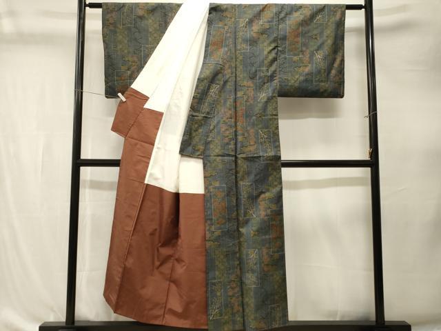 平和屋着物■本場大島紬 7マルキ 色紙重ね草花文 正絹 逸品 CABK4298ev