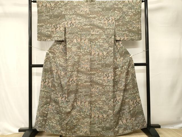 平和屋着物■上質な小紋 花蝶風景文 正絹 逸品 CABK4299ev