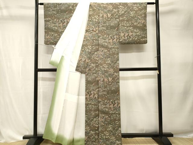 平和屋着物■上質な小紋 花蝶風景文 正絹 逸品 CABK4299ev