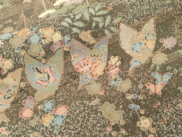 平和屋着物■上質な小紋 花蝶風景文 正絹 逸品 CABK4299ev