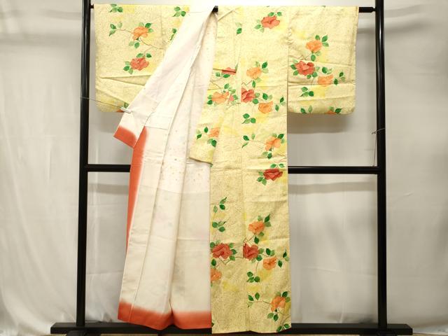 平和屋着物■上質な小紋 枝花文 銀彩 正絹 逸品 CABK4311ev