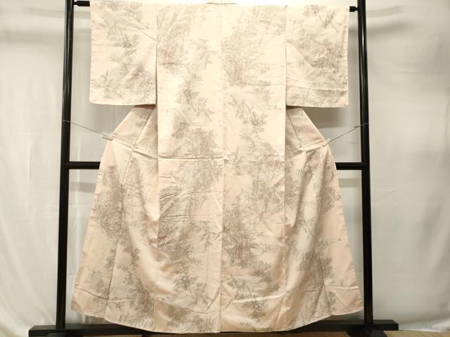 平和屋着物■上質な小紋 枝葉文 金糸 正絹 逸品 CABK4322ev