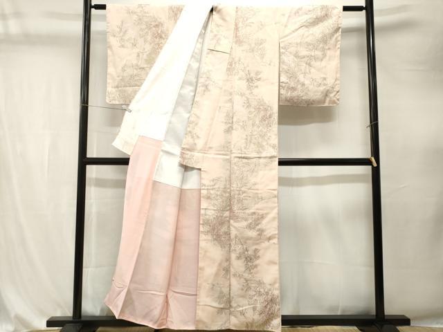 平和屋着物■上質な小紋 枝葉文 金糸 正絹 逸品 CABK4322ev