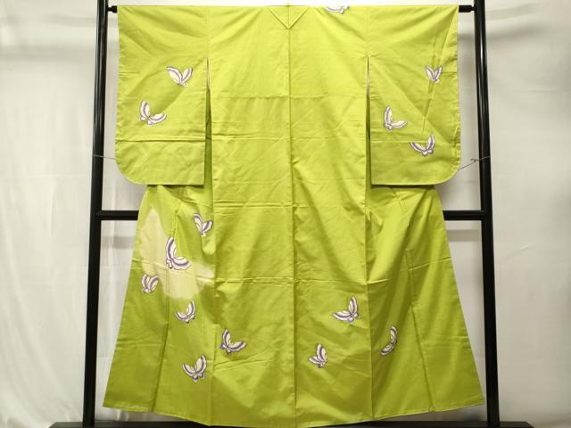 平和屋着物■訪問着 紬地 舞蝶文 金彩 正絹 逸品 CABK4326ev
