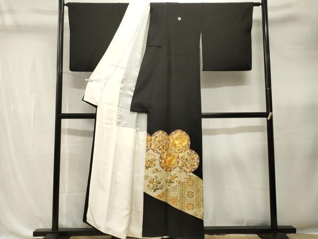 平和屋着物■豪華黒留袖 駒刺繍 鳳凰草花丸文 金彩 正絹 逸品 CABK4345ev