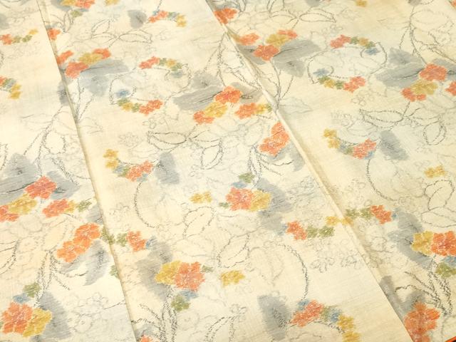 平和屋着物■上質な紬 枝花文 正絹 逸品 CABK4346ev