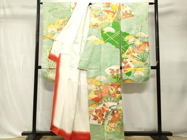 平和屋着物■豪華振袖 駒刺繍 扇面流水枝花文 金彩 正絹 逸品 CABK4350ev
