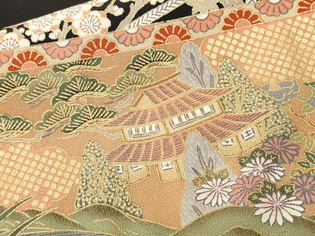 平和屋着物■豪華黒留袖 駒刺繍 雪輪孔雀御所解文 金彩 正絹 逸品 CABK4351ev