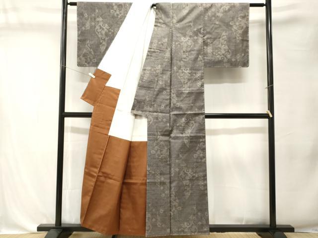 平和屋着物■本場大島紬 切嵌更紗草花文 正絹 逸品 未使用 CABK4365ev