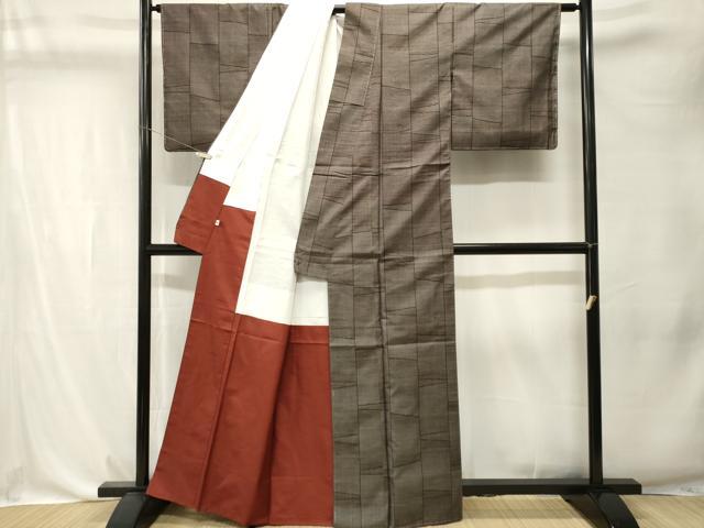 平和屋着物■本場大島紬 9マルキ 幾何学文 正絹 逸品 未使用 CABK4366ev