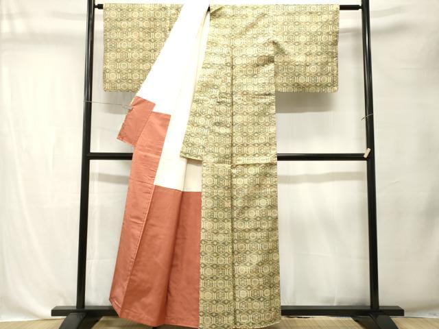 平和屋着物■本場染大島紬 亀甲花文 正絹 逸品 CABK4368ev