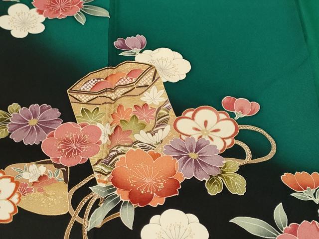 平和屋着物■豪華振袖 貝桶舞花文 暈し染め 金彩 正絹 逸品 CABK4385ev