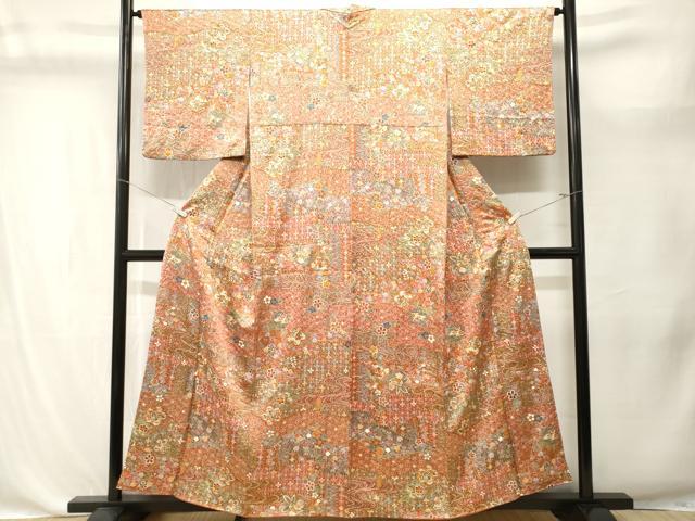 平和屋着物■上質な小紋 絞り 流水花蝶文 金彩 正絹 逸品 CABK4386ev
