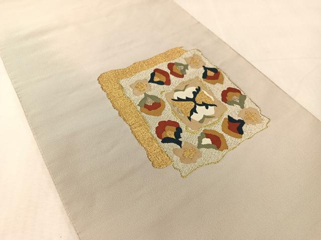 平和屋着物●爪掻き本綴れ 八寸名古屋帯 色紙重ね花文 金銀糸 正絹 逸品 CABK4403vp