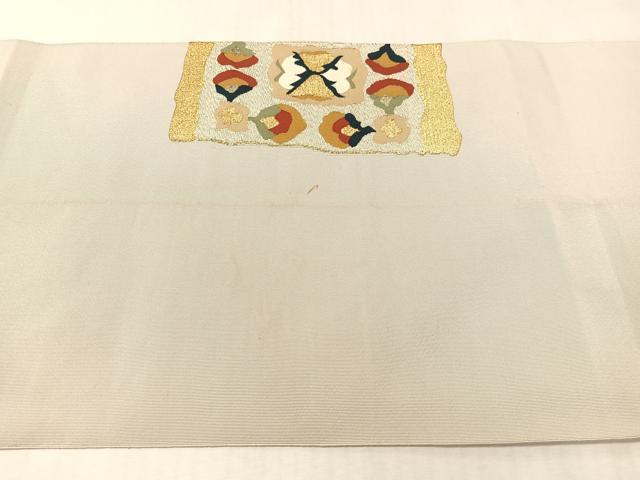 平和屋着物●爪掻き本綴れ 八寸名古屋帯 色紙重ね花文 金銀糸 正絹 逸品 CABK4403vp