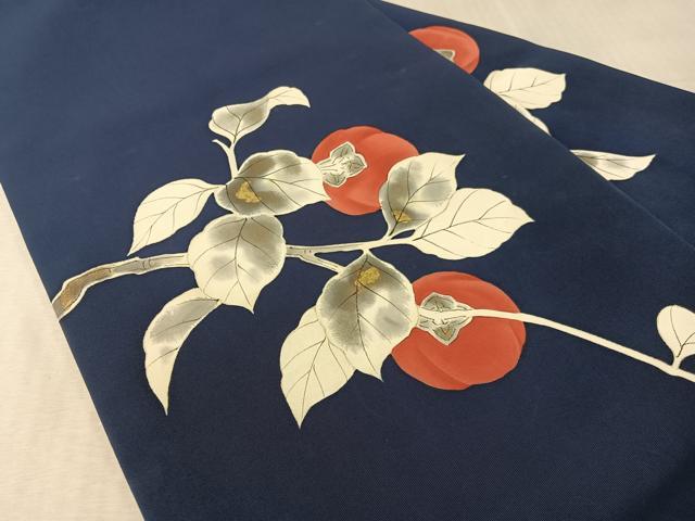 平和屋着物●塩瀬 九寸名古屋帯 手描き 成り物 金彩 正絹 逸品 CABK4417vp