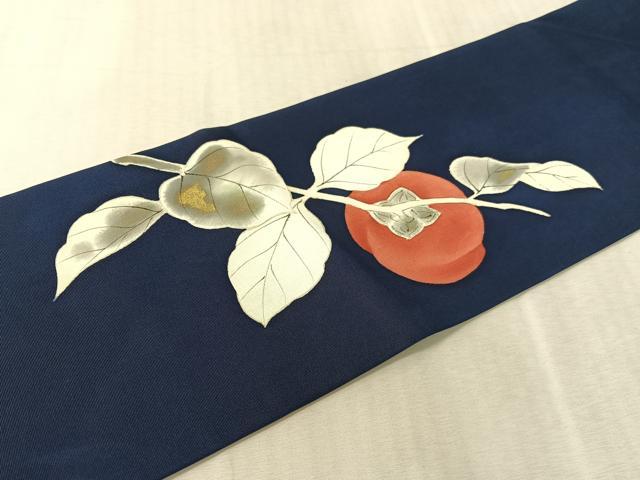 平和屋着物●塩瀬 九寸名古屋帯 手描き 成り物 金彩 正絹 逸品 CABK4417vp