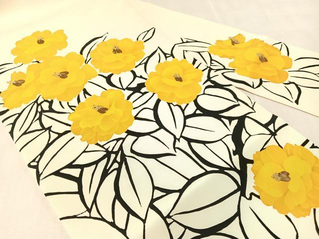 平和屋着物●塩瀬 九寸名古屋帯 ろうけつ染 京珍粋 草花文 正絹 逸品 CABK4424vp