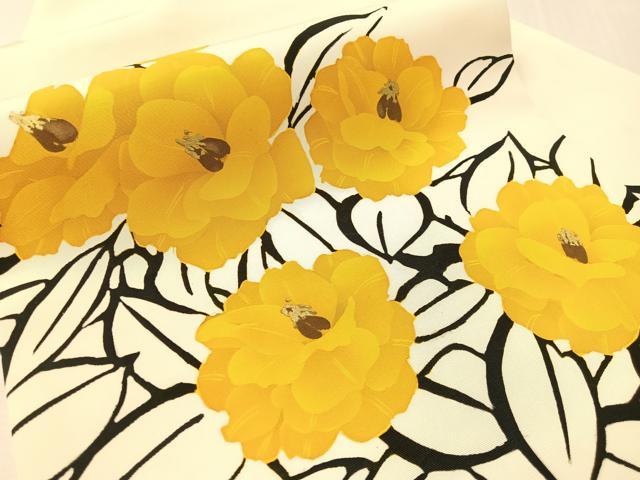 平和屋着物●塩瀬 九寸名古屋帯 ろうけつ染 京珍粋 草花文 正絹 逸品 CABK4424vp