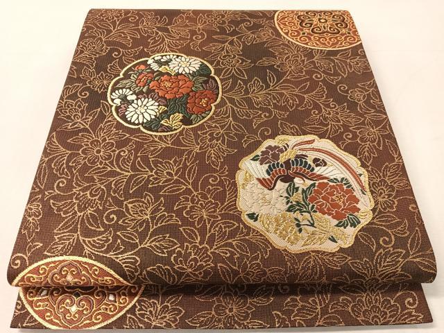 平和屋着物●六通柄袋帯 唐織 堆朱丸文 金糸 正絹 逸品 CABK4437vp