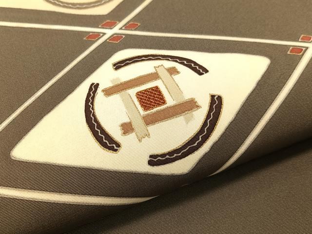平和屋着物●塩瀬 九寸名古屋帯 駒刺繍 菱吉祥文 金彩 正絹 逸品 CABK4438vp