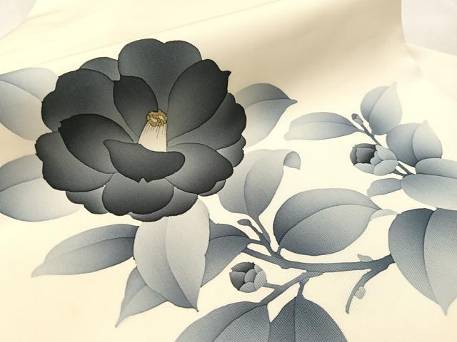 平和屋着物●塩瀬 九寸名古屋帯 ろうけつ染 枝椿 金彩 正絹 逸品 CABK4439vp