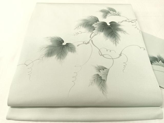 平和屋着物●塩瀬 九寸名古屋帯 手描き 蔦の葉文 正絹 逸品 CABK4442vp