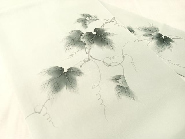平和屋着物●塩瀬 九寸名古屋帯 手描き 蔦の葉文 正絹 逸品 CABK4442vp