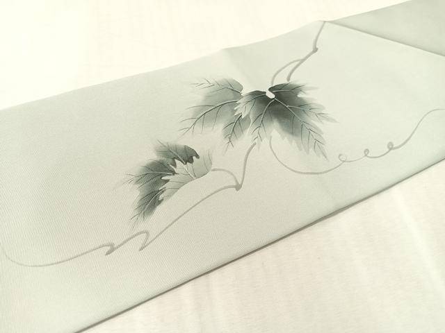 平和屋着物●塩瀬 九寸名古屋帯 手描き 蔦の葉文 正絹 逸品 CABK4442vp