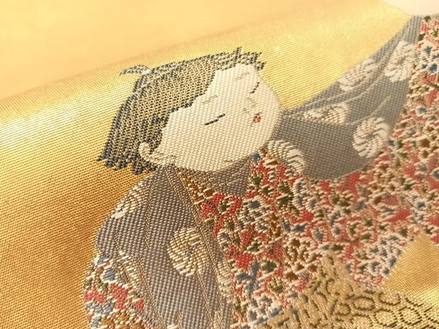 平和屋着物●加賀友禅の巨匠 初代 由水十久 太鼓柄袋帯 勢獅子 瀞金錦 本金箔 正絹 逸品 CABK4443vp